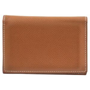 Hermès Compact Card Holder in Brown Calfskin Leather